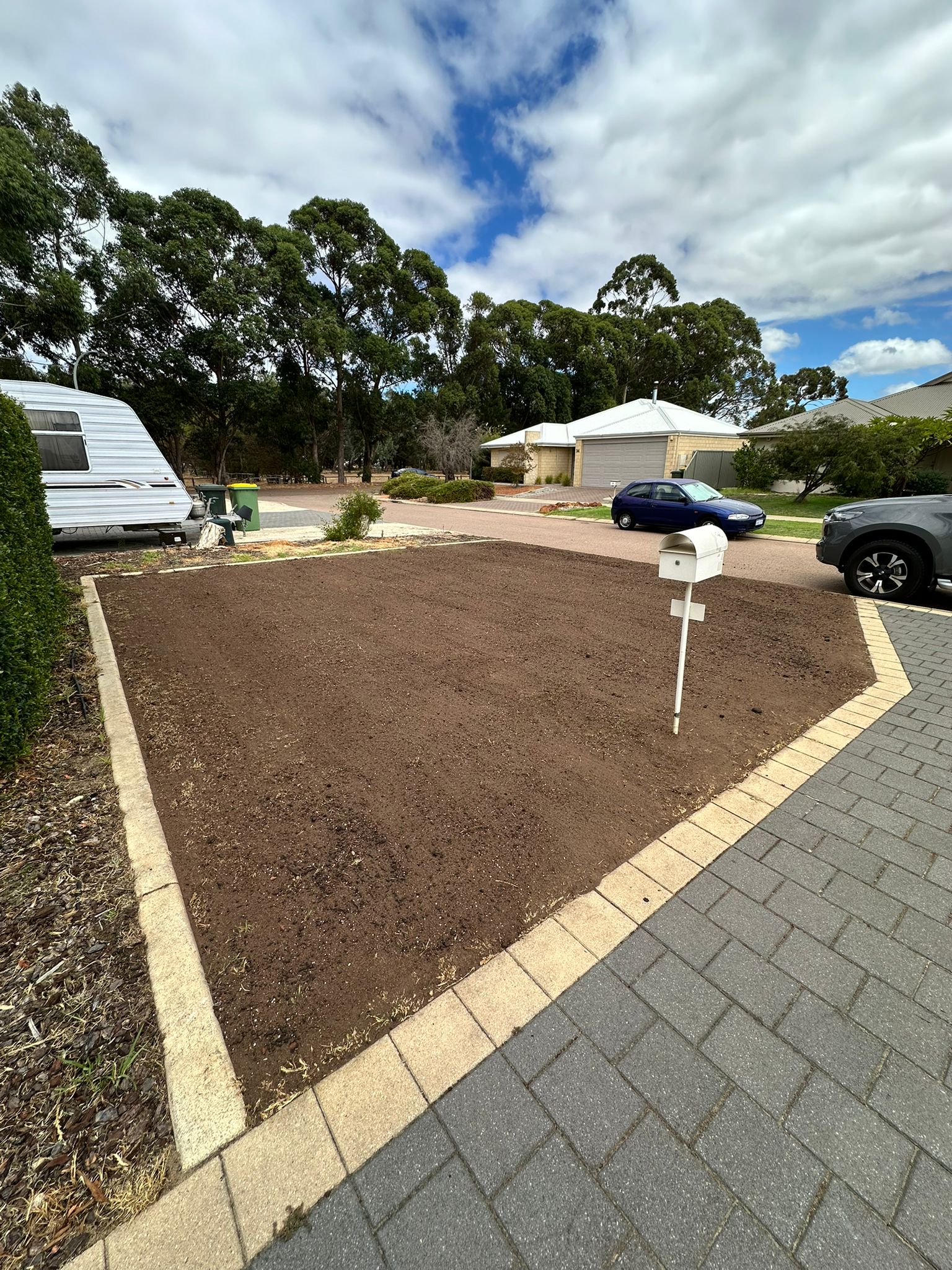 Top dressed and levelled front lawn